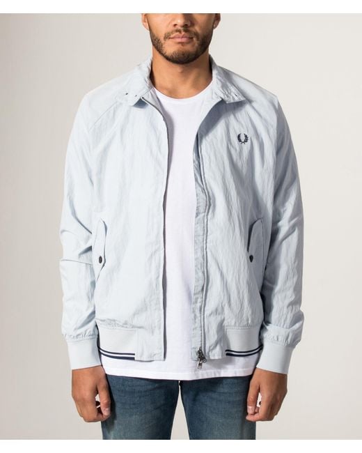 Fred Perry Blue Regular Fit Crinkle Harrington Jacket for men