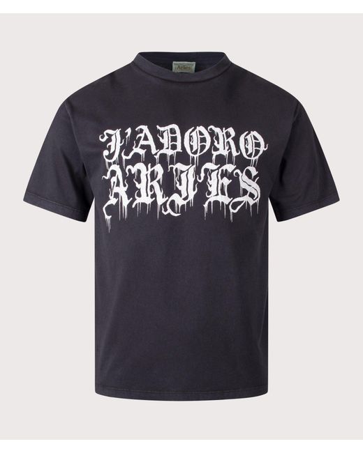 Aries Blue Faded Gothic J'Adoro T-Shirt for men