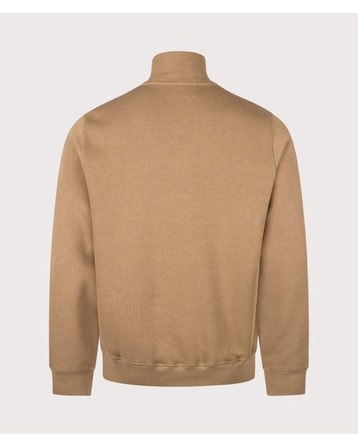 Lacoste Brown Regular Fit Croc Logo Quarter Zip Knit Jumper for men
