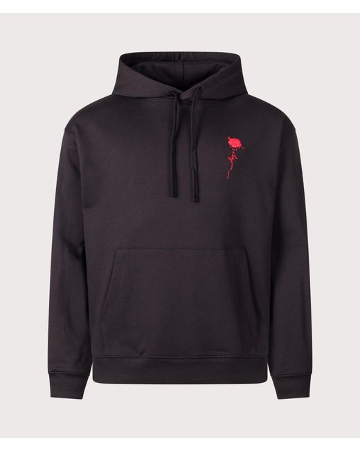 HUGO Black Relaxed Fit Diflow Hoodie for men