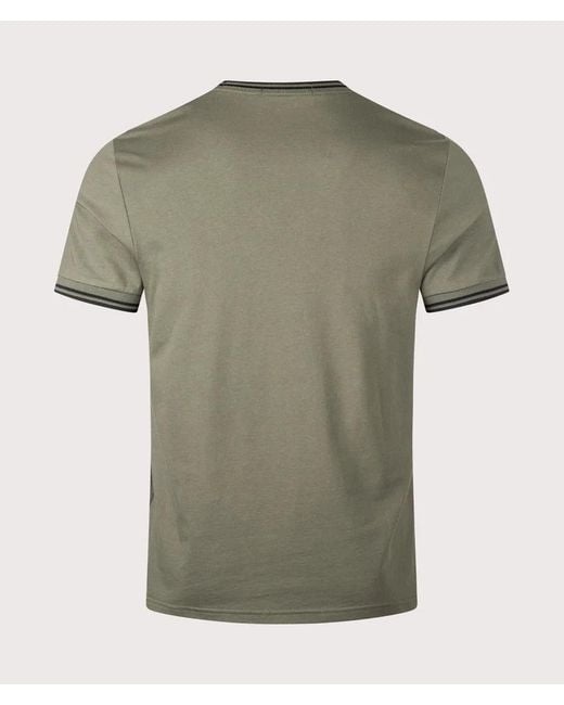 Fred Perry Green Regular Fit Twin Tipped T-Shirt for men