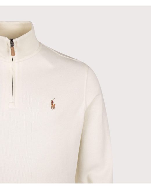 Polo Ralph Lauren Natural Estate-Rib Quarter Zip Jumper for men