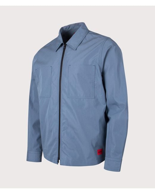 HUGO Blue Oversized Zip Through Evalom Overshirt for men