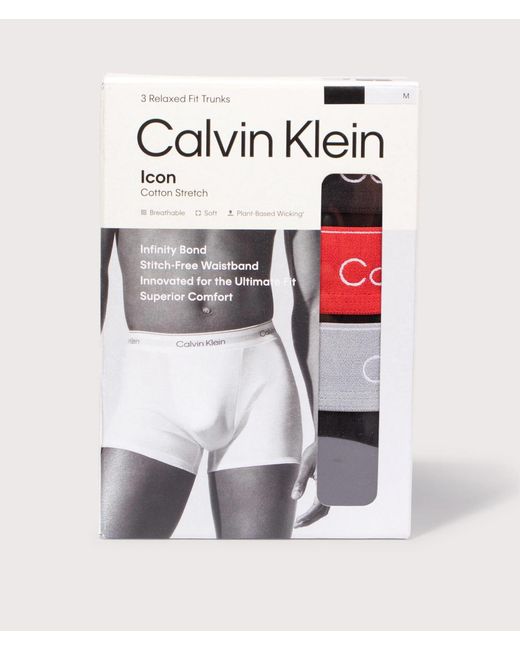 Calvin Klein Black 3 Pack Relaxed Fit Trunks for men
