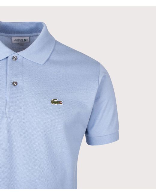 Lacoste Blue Classic Fit L1212 Croc Logo Polo Shirt for men