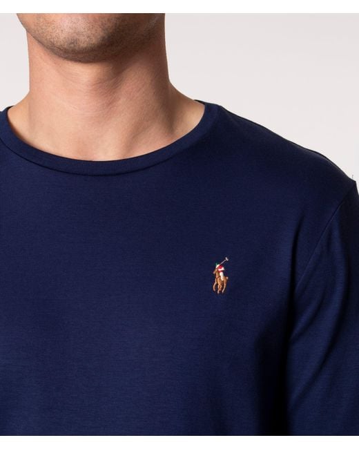 Polo Ralph Lauren Blue Custom Slim Fit Interlock Long Sleeve T-shirt for men