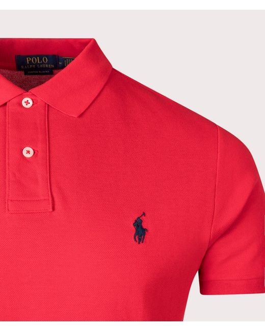 Polo Ralph Lauren Red Custom Slim Fit Mesh Polo Shirt for men