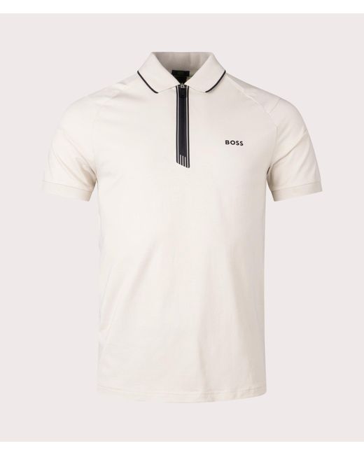 Boss Natural Philix Zip Plaquet Polo Shirt for men