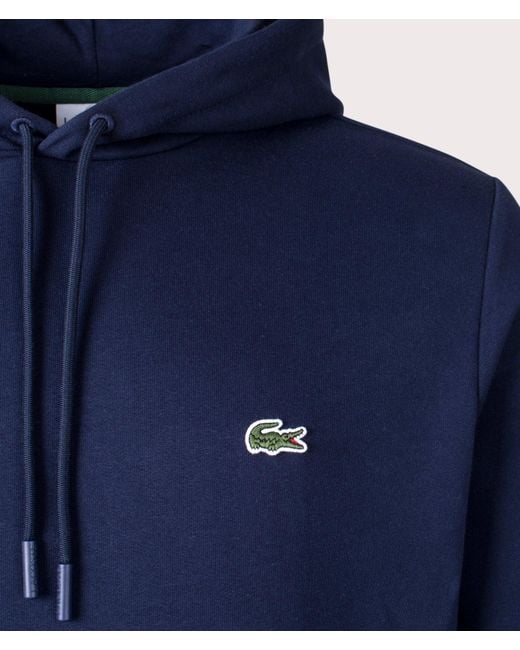 Lacoste Blue Relaxed Fit Brushed Fleece Hoodie for men