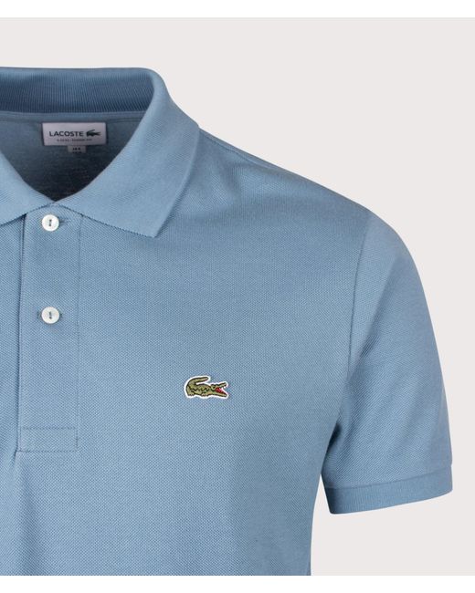 Lacoste Blue Classic Fit L1212 Croc Logo Polo Shirt for men