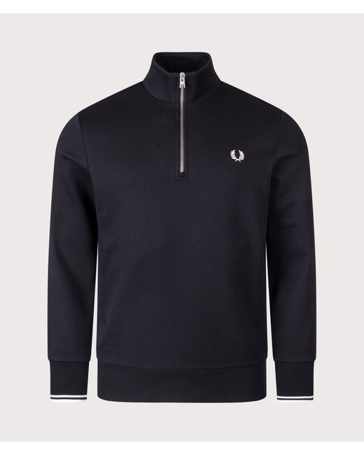Fred Perry Blue Regular Fit Quarter Zip Sweatshirt for men