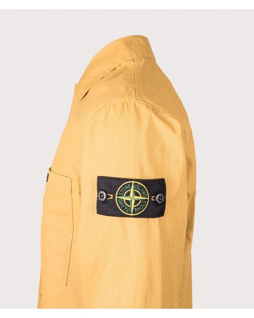 Stone Island Yellow Relaxed Fit Double Coated Cotton Ripstop Overshirt for men