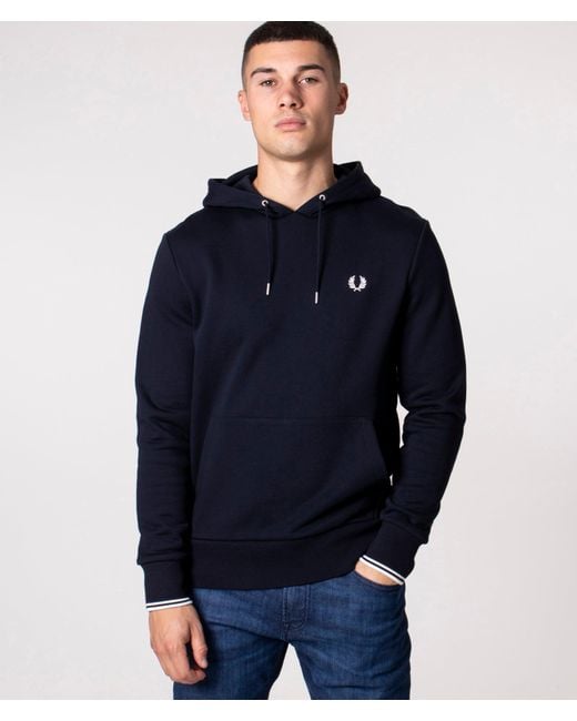 Fred Perry Blue Twin Tipped Hoodie for men