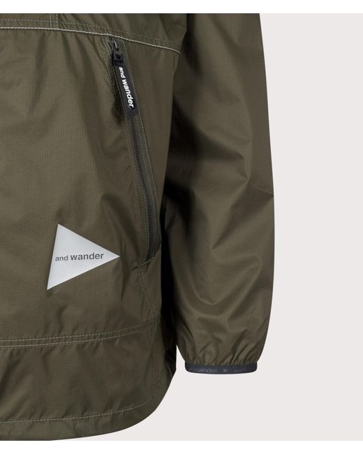 And Wander Green Regular Fit Pertex Wind Jacket for men