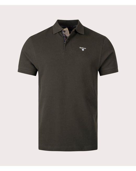 Barbour Black Tartan Piqué Polo Shirt for men