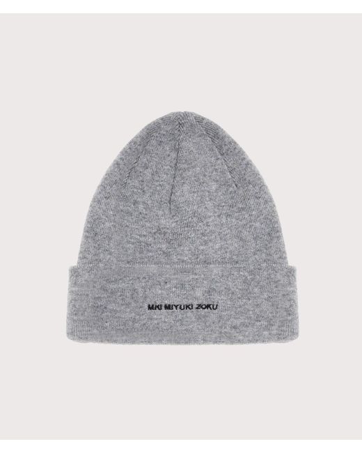 MKI Miyuki-Zoku Gray Mki Embroidered Merino Beanie for men
