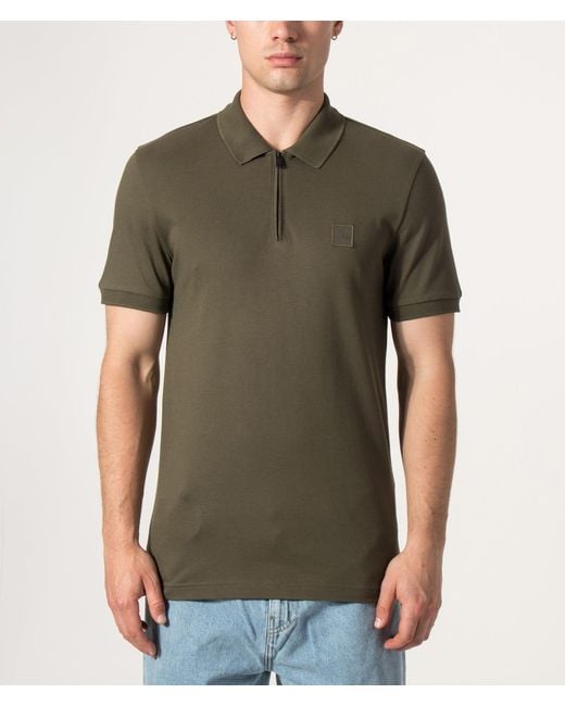 Boss Green Slim Fit Passerzip Polo Shirt for men