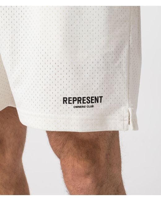 Represent White Relaxed Fit Owners Club Mesh Shorts for men