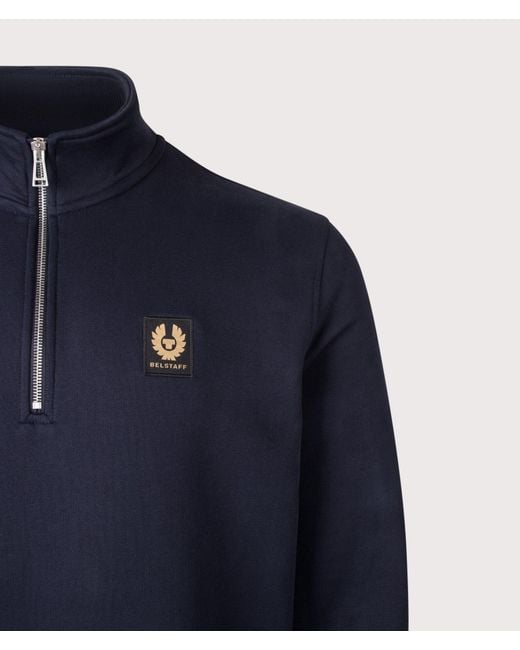 Belstaff Blue Regular Fit Quarter Zip Sweatshirt for men