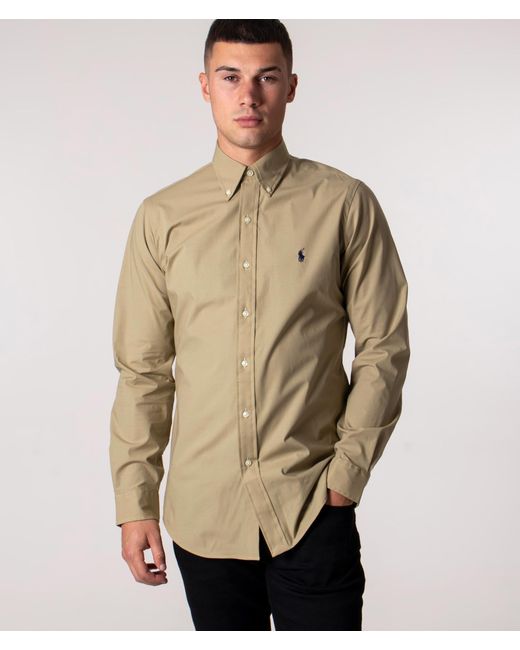 Polo Ralph Lauren Natural Custom Fit Stretch Cotton Poplin Shirt for men