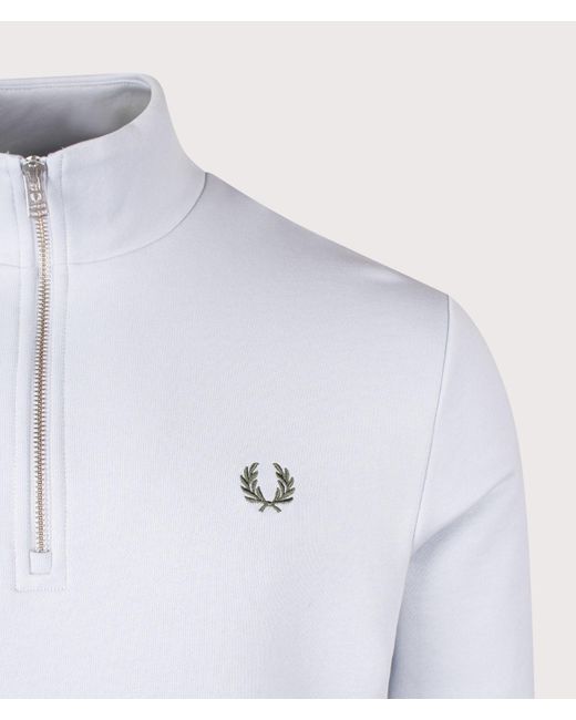 Fred Perry White Regular Fit Quarter Zip Sweatshirt for men
