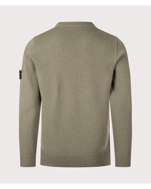 Stone Island Green Lambswool Crewneck Jumper for men