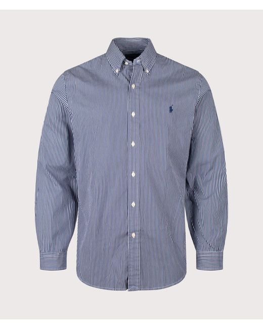 Polo Ralph Lauren Blue Custom Fit Poplin Shirt for men