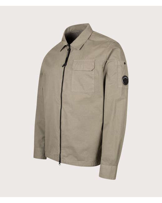 C P Company Natural Organic Gabardine Zipped Lens Overshirt for men
