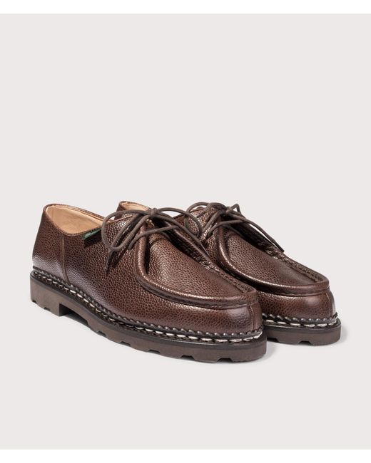 Paraboot Brown Michael Grained Leather Shoes for men