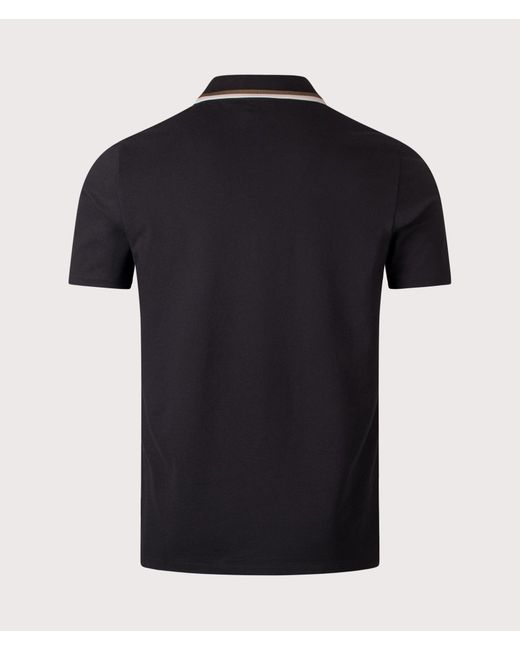 Paul Smith Black Regular Fit Quarter Zip Polo Shirt for men