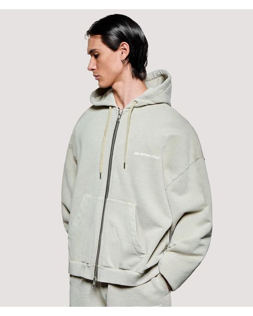 MKI Miyuki-Zoku Gray Box Fit Uniform Zip Through Hoodie for men