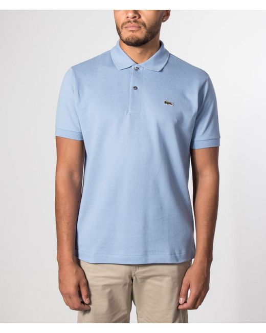 Lacoste Blue Classic Fit L1212 Croc Logo Polo Shirt for men