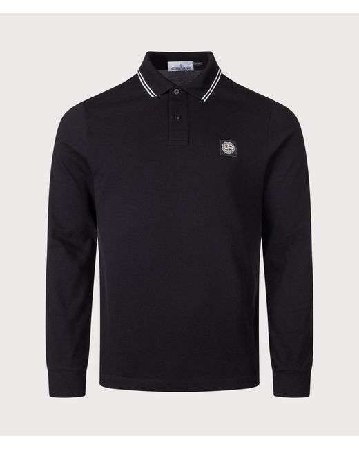 Stone Island Blue Slim Fit Long Sleeve Polo Shirt for men