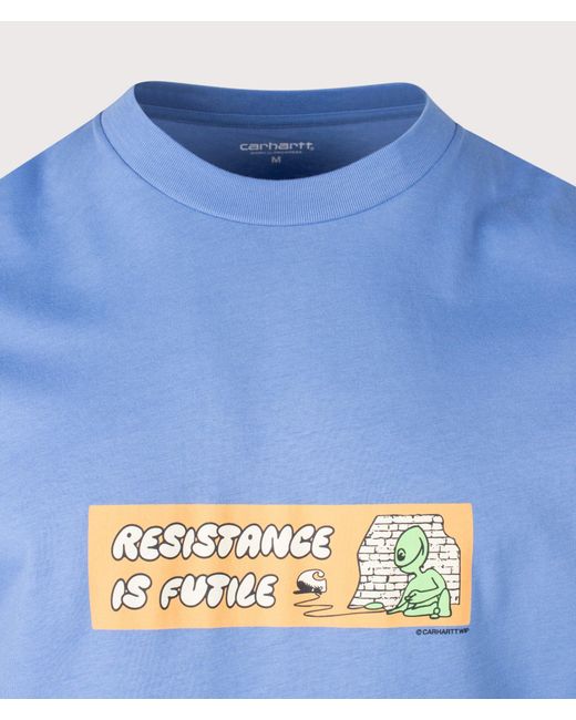 Carhartt Blue Loose Fit Bumper Stickers T-Shirt for men