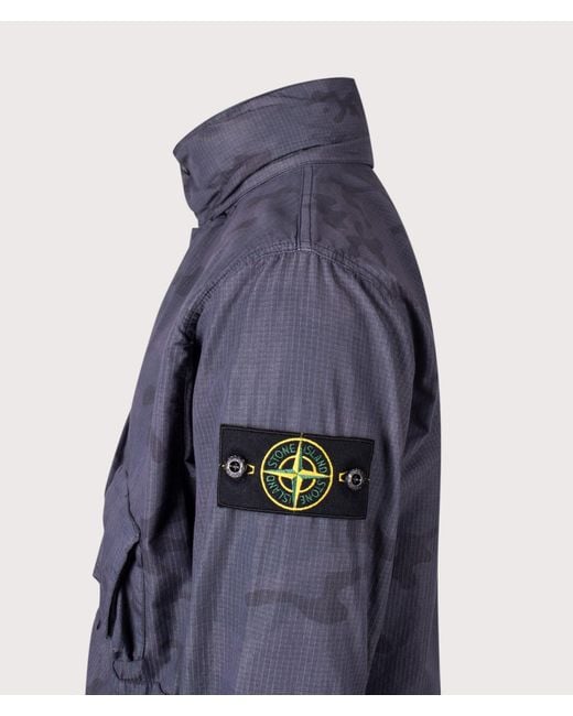 Stone Island Blue Faded Camo Light Ripstop-Ovd Field Jacket for men