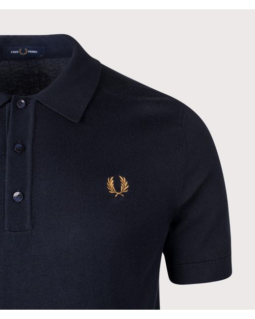 Fred Perry Blue Regular Fit Knitted Polo Shirt for men