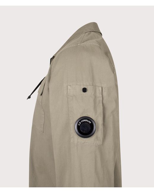 C P Company Natural Organic Gabardine Zipped Lens Overshirt for men