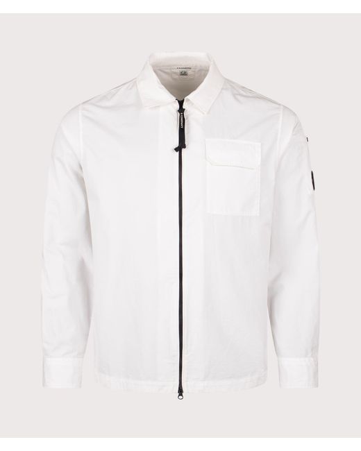 C P Company Natural Organic Gabardine Zipped Lens Overshirt for men