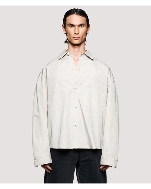 MKI Miyuki-Zoku White Box Fit Poplin Stripe Dress Shirt for men