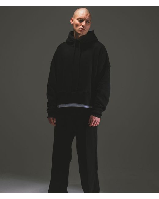 FLORENCE BLACK Black Oversized Essential Crop Hoodie V3 for men