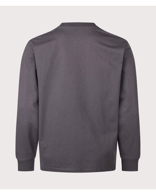 Carhartt Gray Loose Fit American Script Long Sleeve T-Shirt for men