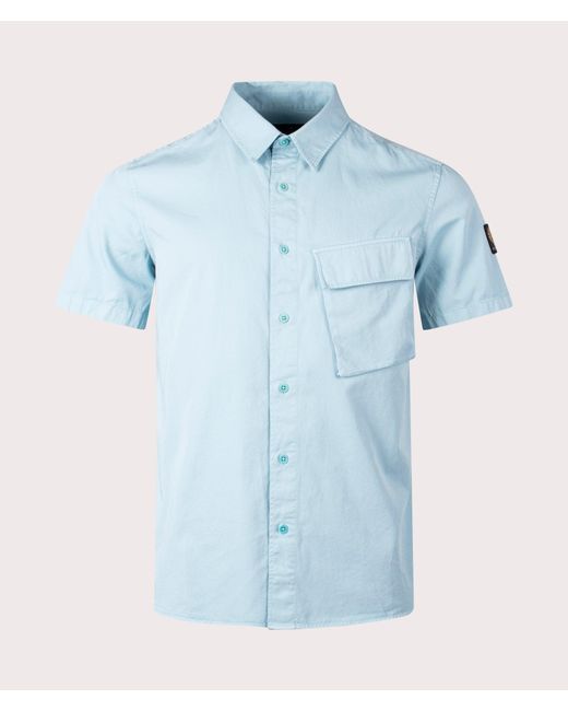 Belstaff Blue Short Sleeve Scale Shirt for men