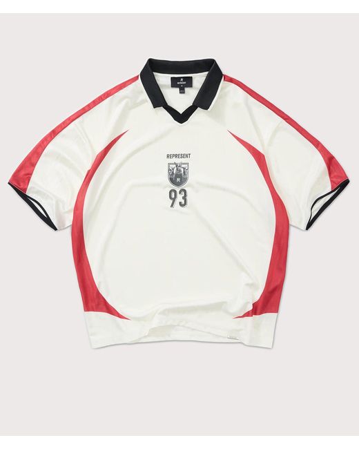 Represent Red Oversized Fit Spike Football Top for men