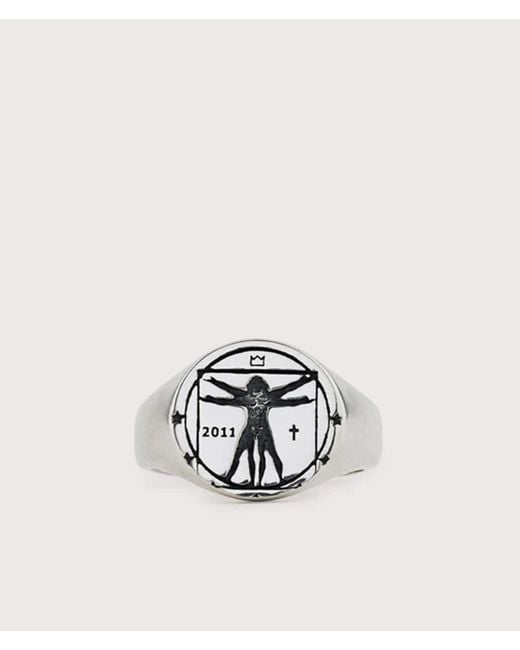 Serge Denimes White Sterling Vitruvian Ring for men