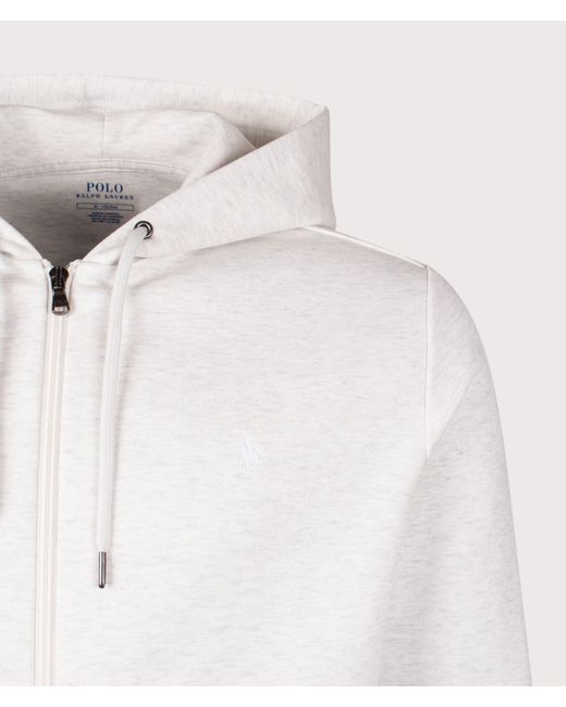 Polo Ralph Lauren White Zip Through Double Knit Hoodie for men