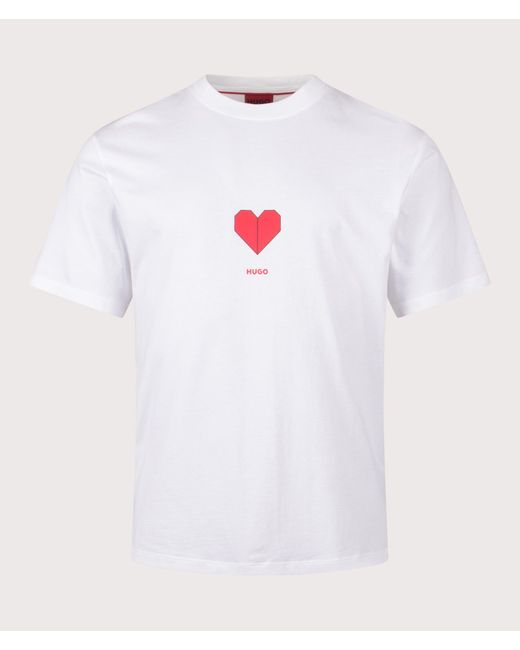 HUGO White Relaxed Fit Dalentin T-Shirt for men