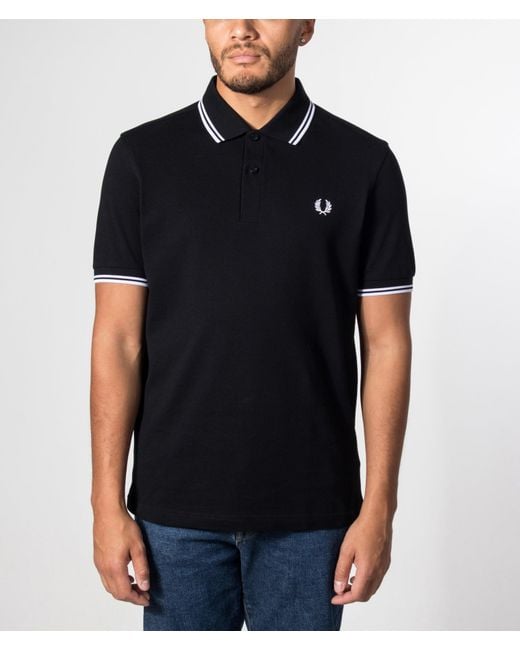 Fred Perry Black Regular Fit Twin Tipped Polo Shirt for men