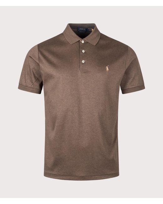 Polo Ralph Lauren Brown Custom Slim Fit Soft Cotton Polo Shirt for men