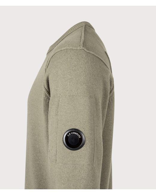 C P Company Green Lambswool Grs Crewneck Lens Jumper for men