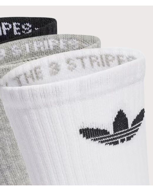 Adidas Originals Black 3 Pack Trefoil Cushion Crew Socks for men